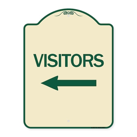 Visitors With Left Arrow Heavy-Gauge Aluminum Architectural Sign